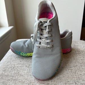 NoBull Women’s Shoe, Size 9.5, Color Gray and Pink, Yellow Soles